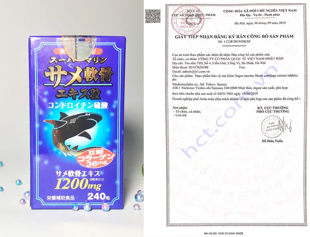 Thực phẩm chức năng Nhật Bản Sụn Cá Mập Super Marine Shark Cartilage Extract Tablets