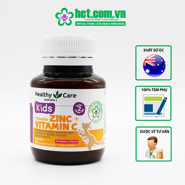 Viên nhai bổ sung Healthy Care Zinc Vitamin C