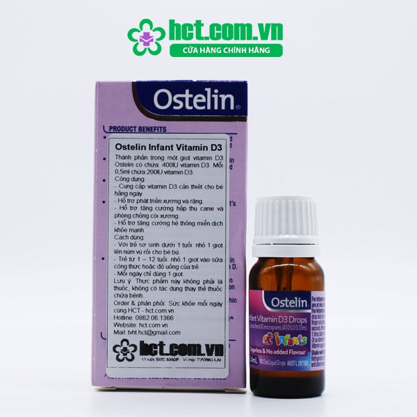 Tem phụ bằng tiếng việt Ostelin Infant Vitamin D3 Drops 2.4ml cho trẻ đến 12 tuổi