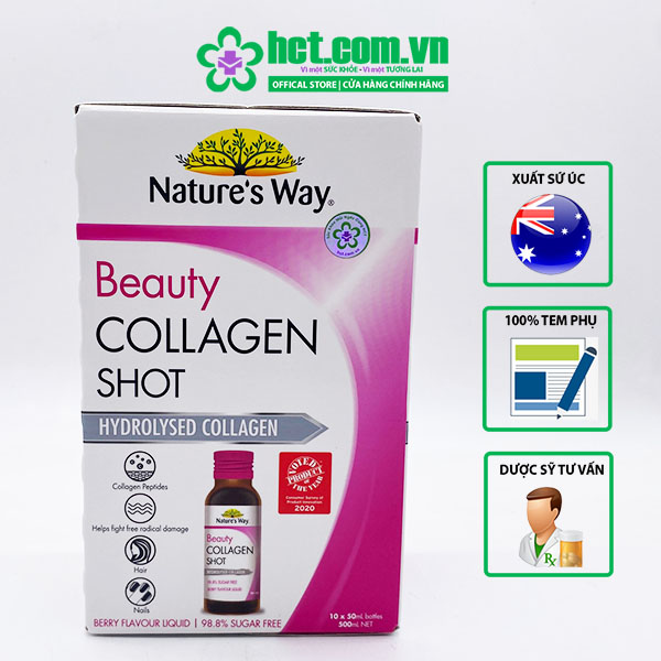 Collagen dạng nước Nature’s Way Beauty Collagen Shot hộp 10 chai x 50ml